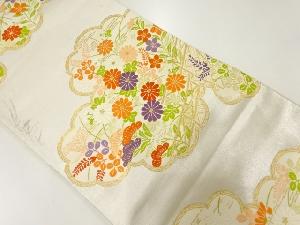 アンティーク 雲取りに草花模様織出し袋帯(材料)